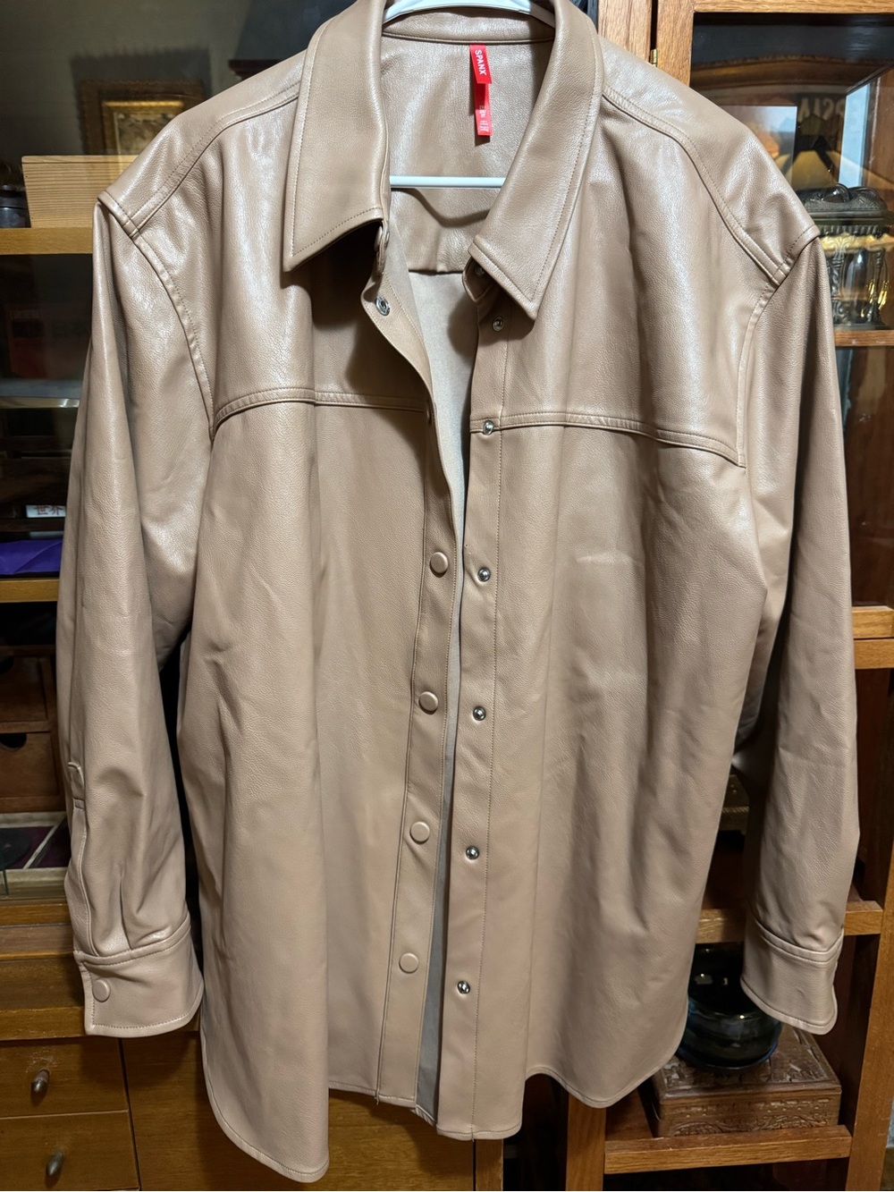 SPANX Tan Faux Leather Shacket